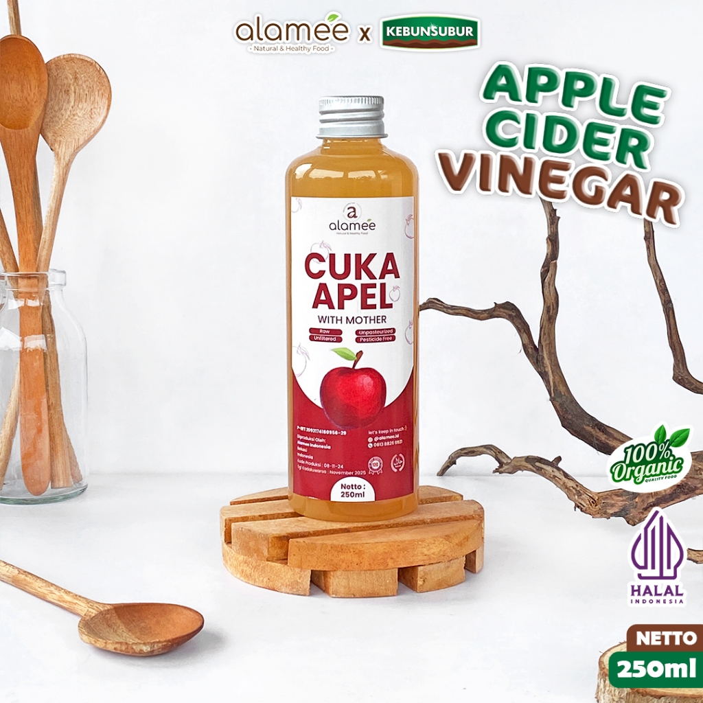 

ALAMEE Cuka Apel Organik Apple Cider Vinegar With Mother Original Sari Buah 250ml Kebunsubur