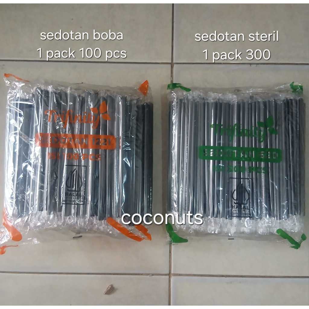 Sedotan Bungkus Kertas / Sedotan Boba / Pipet Steril HITAM Uk12mm & 6mm