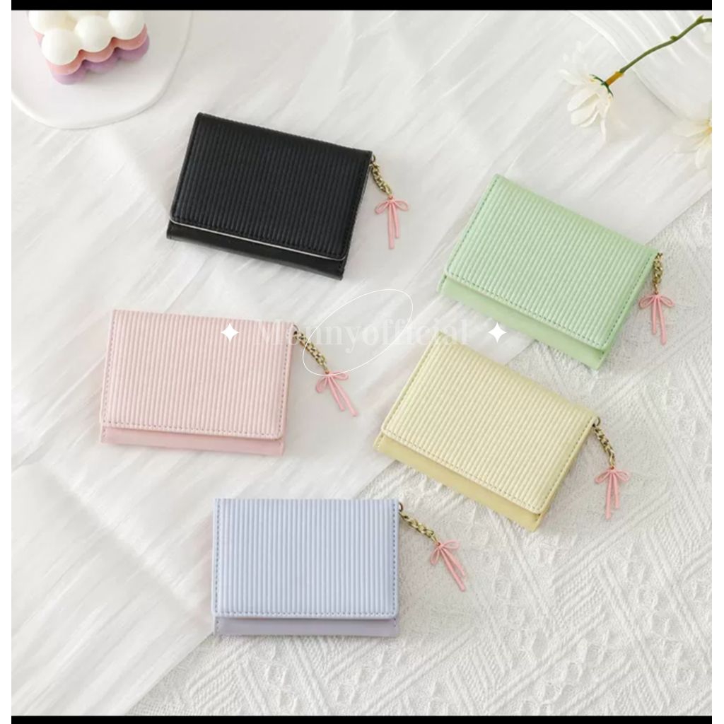 Dompet Wanita Korea Dompet Lipat Kulit wanita Dompet Kartu Dompet Koin Mini Resleting dompet cewek d