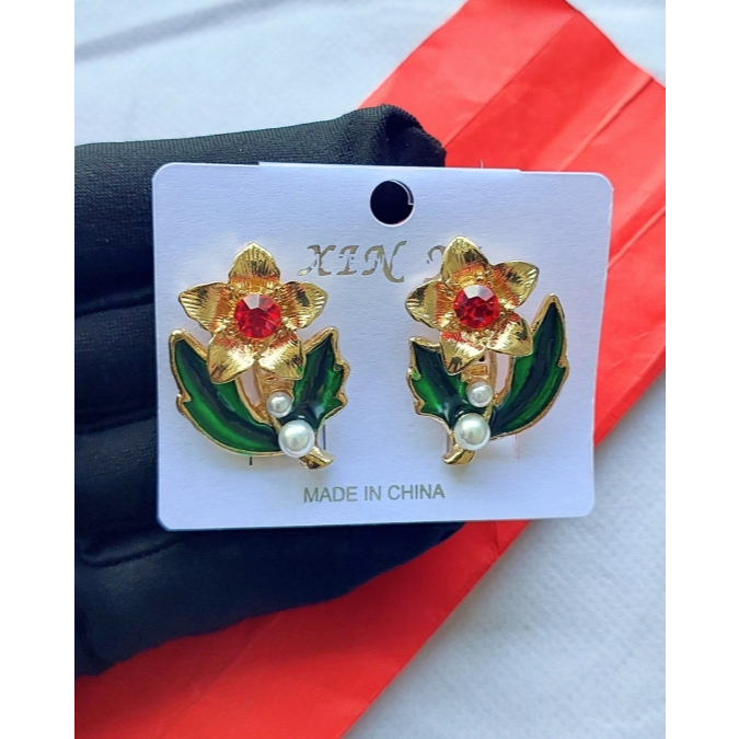 Anting Hijab Giwang Jepit Klip Aksesoris Kerudung Permata Premium Korea Kekinian