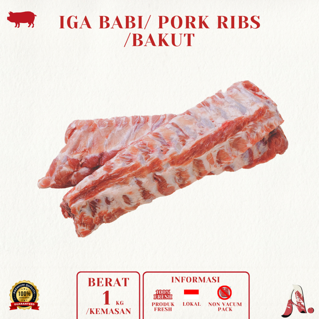 

Iga Babi Bakut/ Pork Spare Ribs (500gr-1kg)/ Daging Babi - Lokal