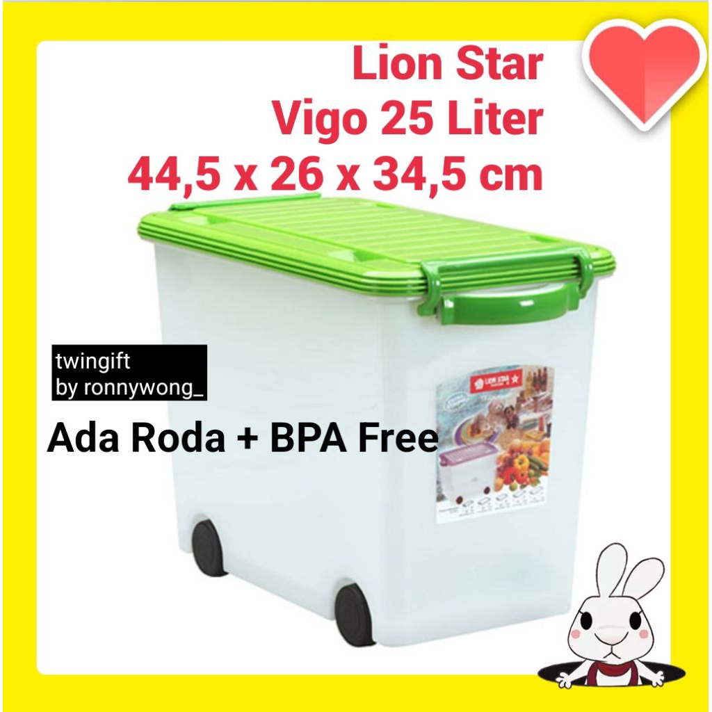 Container/Kontainer Box Serbaguna+Roda, Lion Star-Vigo, 25 Liter.