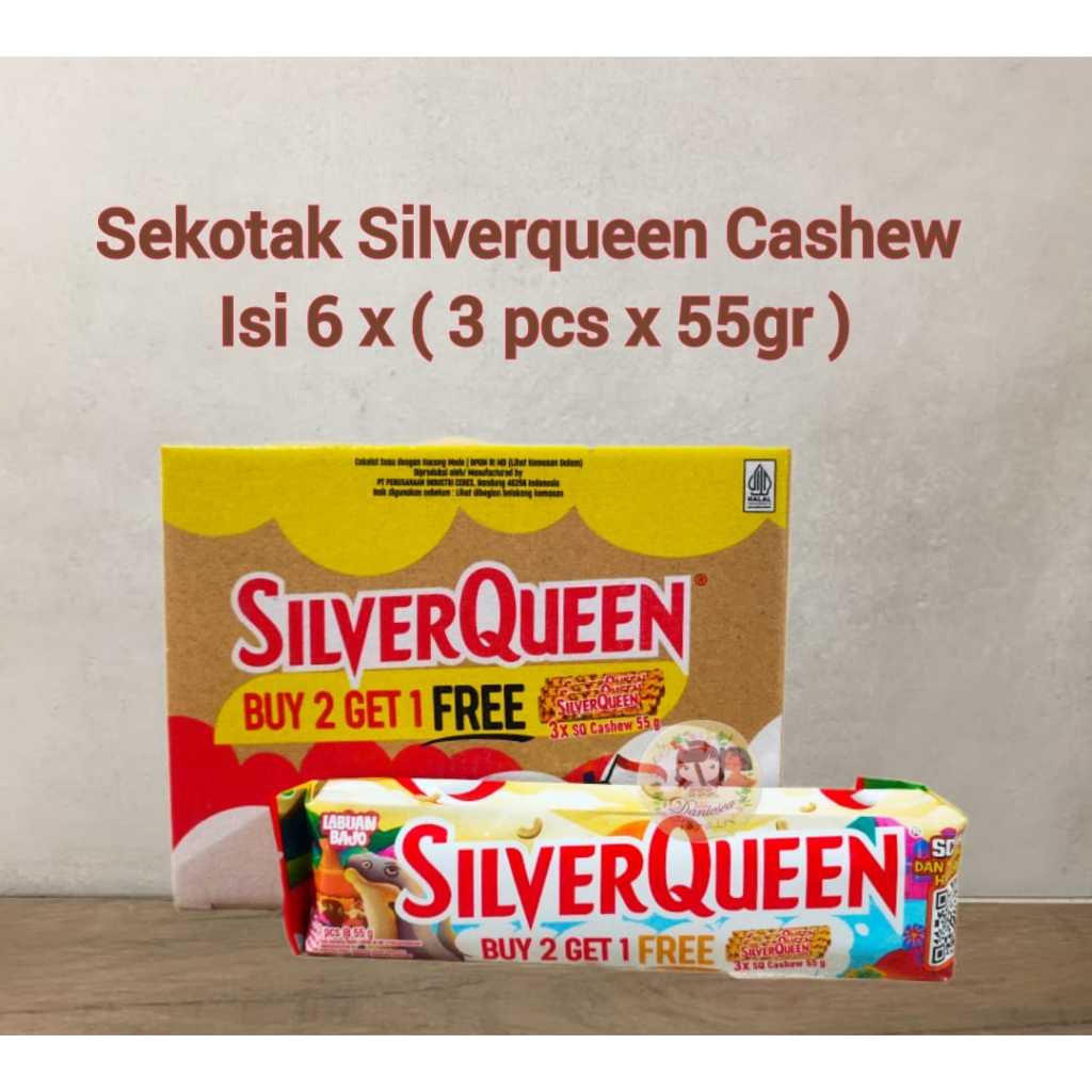 

Silverqueen cashew 55gr Buy 2 Free 1 pc , Buy 12 Free 6 pcs (scp)