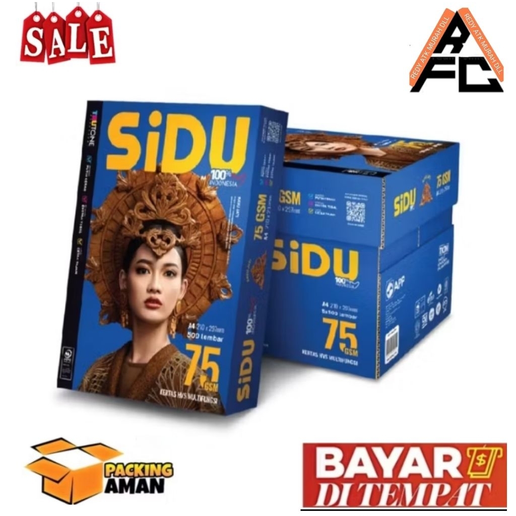 

(1 rim) KERTAS HVS SIDU 75 GRAM ISI 500 LEMBAR