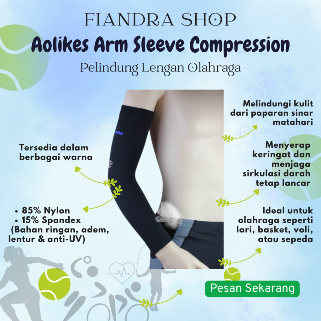 Elbow Arm Support Deker Lengan Siku Manset Panjang Sepeda Pelindung Siku Tangan Aolikes Pria/Wanita