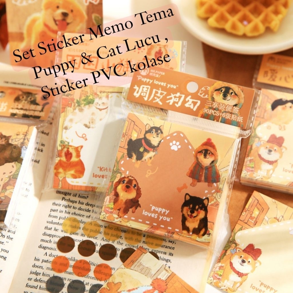 

Set stiker memo Puppy dan Cat lucu, stiker, anjing, kucing, stiker PVC, kolase, decoupage, stiker + Memo Stationery