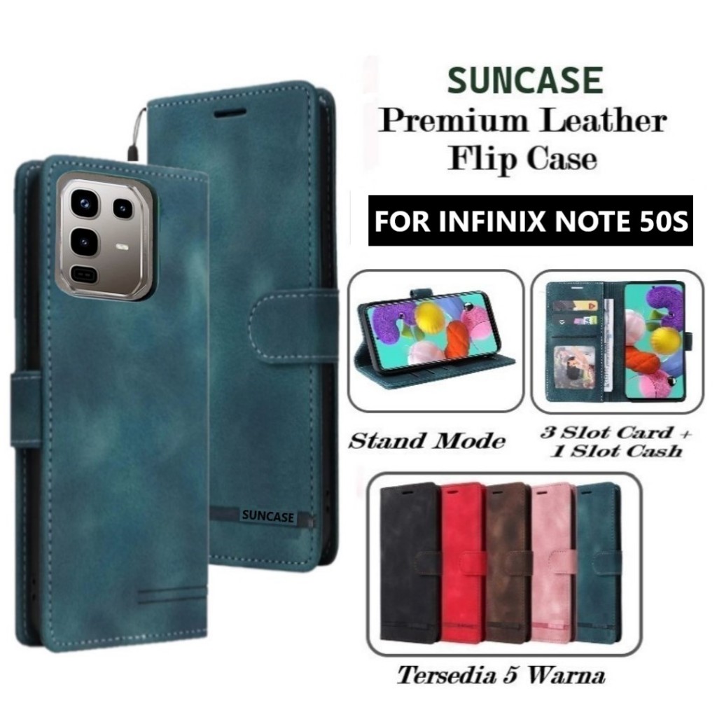 Casing hp INFINIX NOTE 50S model flip dompet softcase premium ada tali