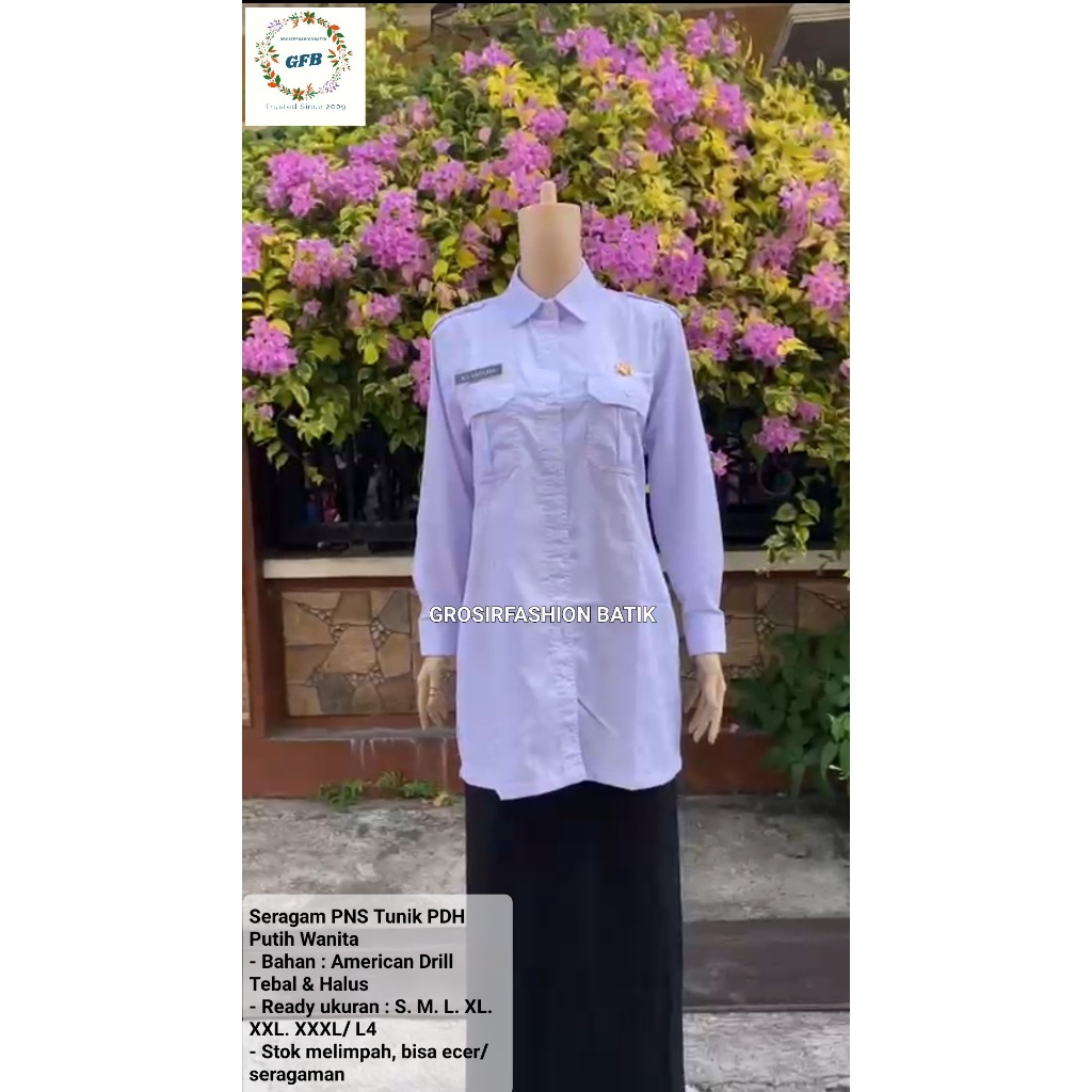 Seragam PNS Tunik PDH Putih Wanita Terbaru. Seragam PNS ASN Tunik PDH Putih Cewek. Seragam PNS Pemda