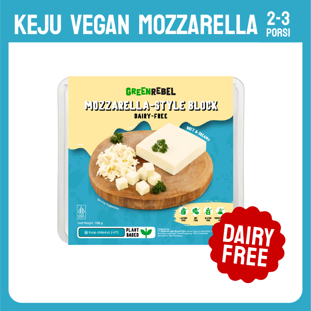 

Green Rebel Mozzarella Cheese | Keju Vegan | Bebas Laktosa | Dairy Free | 165 gr