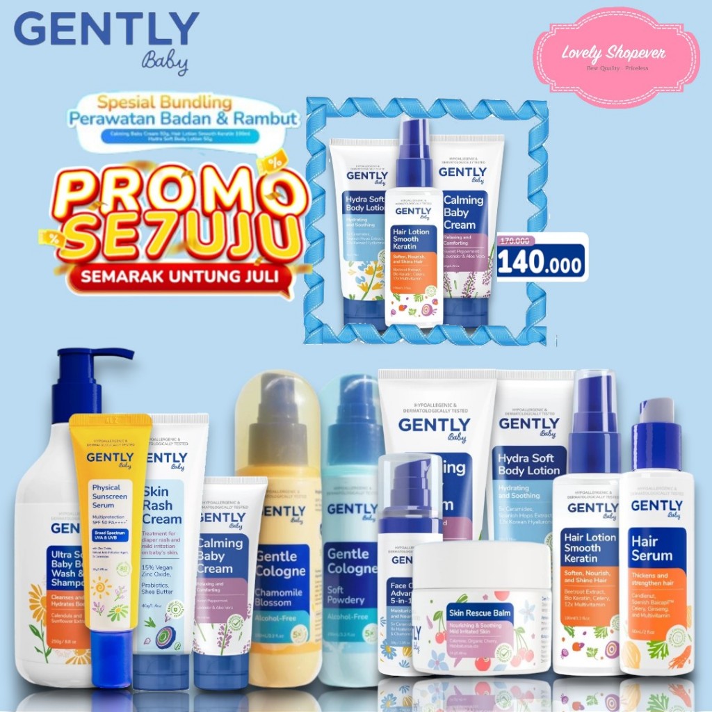 GENTLY Baby Calming Cream 20 Gr 50 Gr Cream Hair Serum 60 ML Cologne Face Cream 30 ML Ultra Body Was