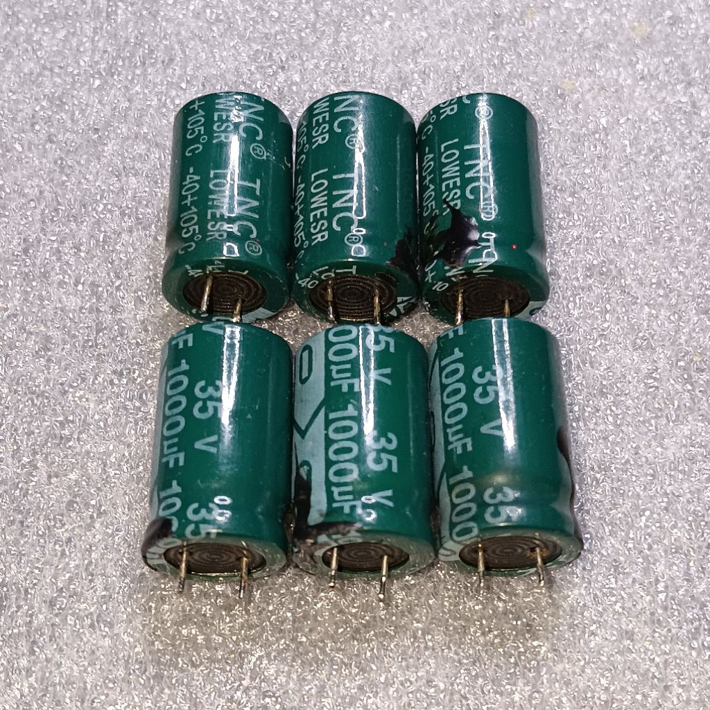 6pcs Elco 35V 1000uF merek TNC Low ESR Cabutan