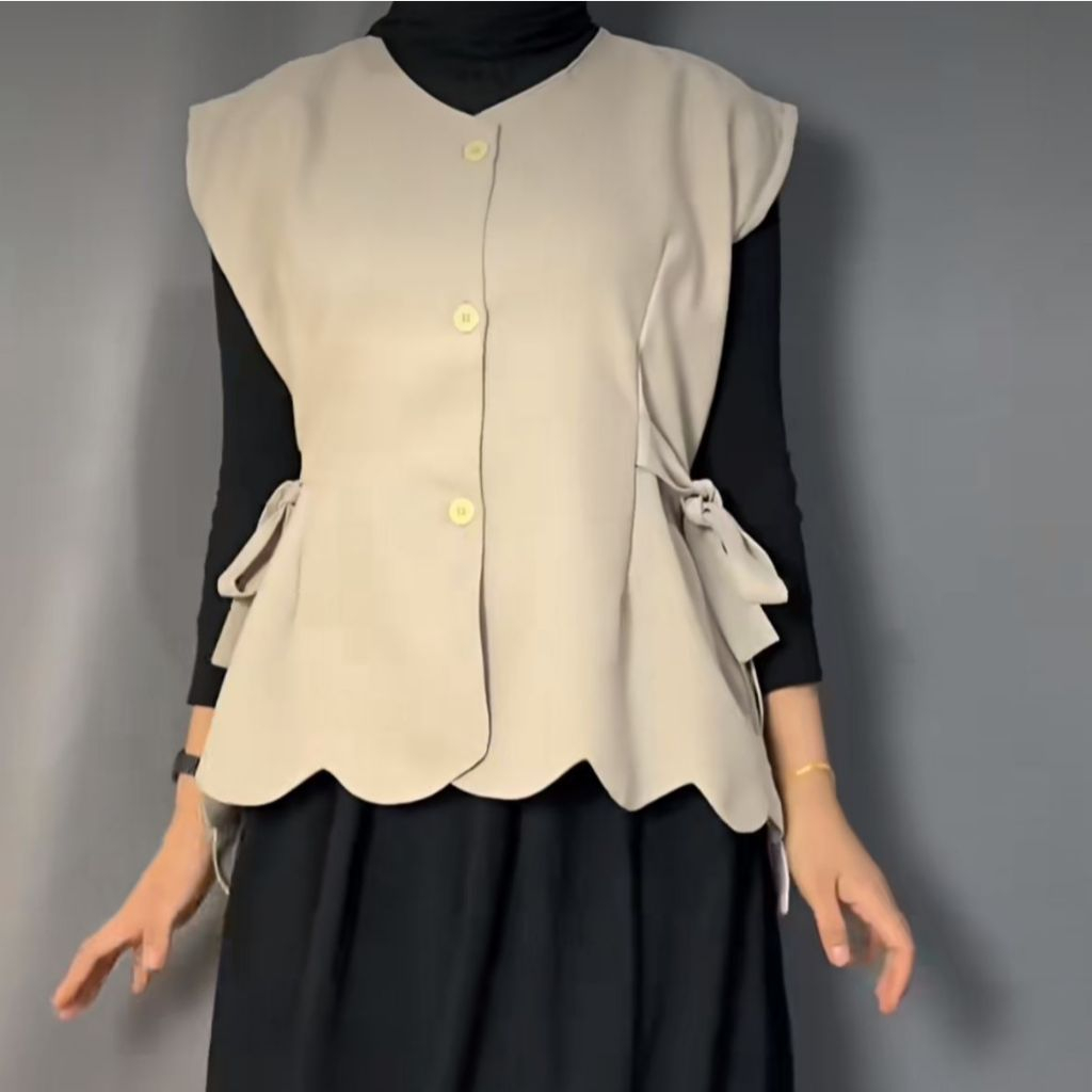 CHERISH VEST WANITA SEMI WOLL / VEST COTTON SEMI WOLL / VEST TALI / ATASAN WANITA VEST POLOS