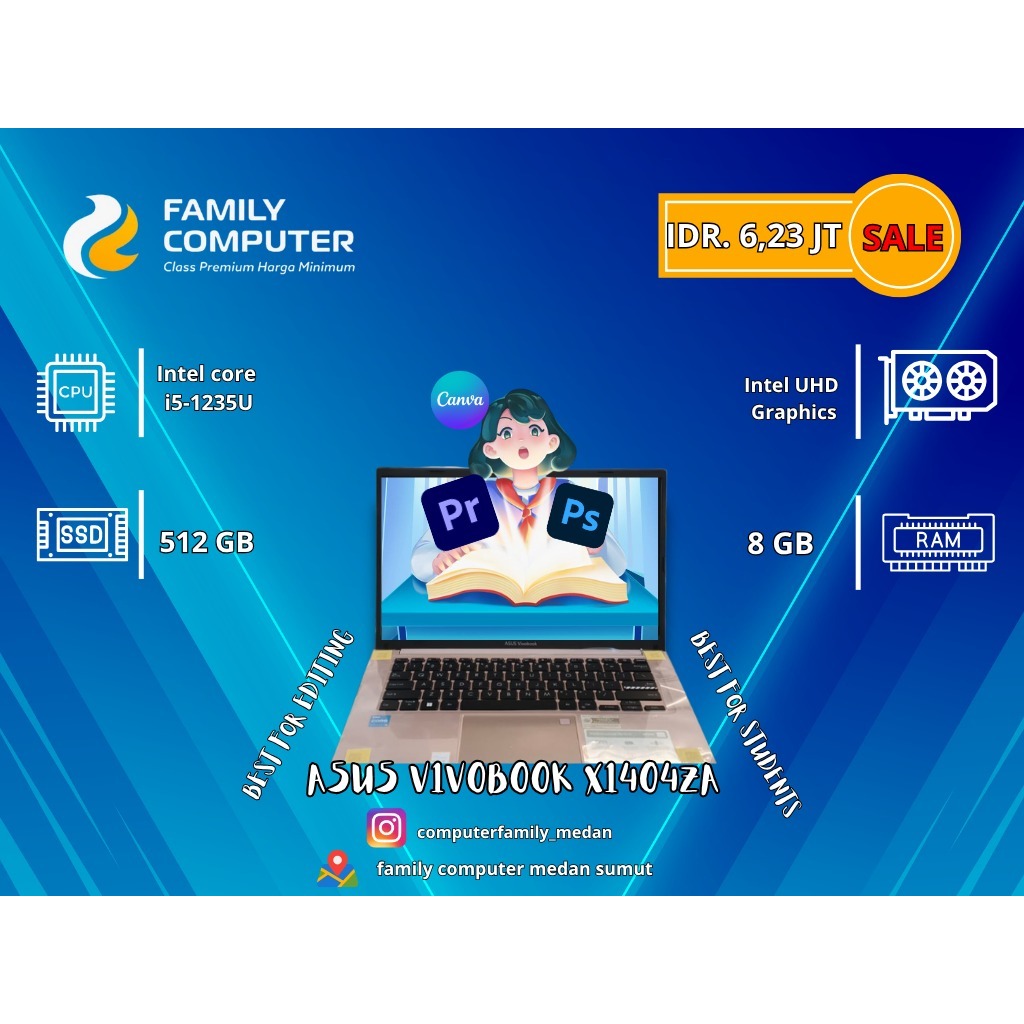 ASUS VIVOBOOK X1404ZA CORE i5 GEN 12 SSD 512/8GB