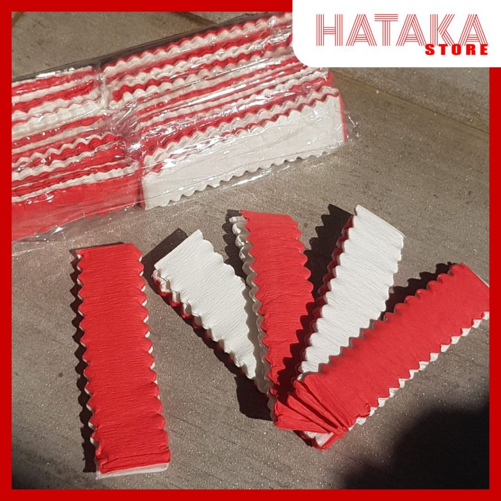 

1 Pak Kertas Krep Merah Putih Sudah di Potong isi 10pcs Kertas Klopbot Klobot