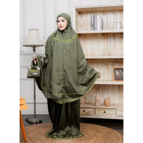 LOUFIE - Mukena Dewasa Parasit Pita Tali Kepang Polos Jumbo