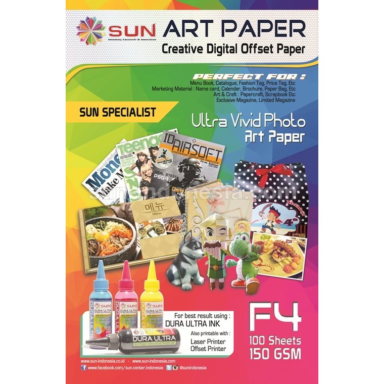 

SUN ART PAPER 150 GSM F4 (100 Lembar)