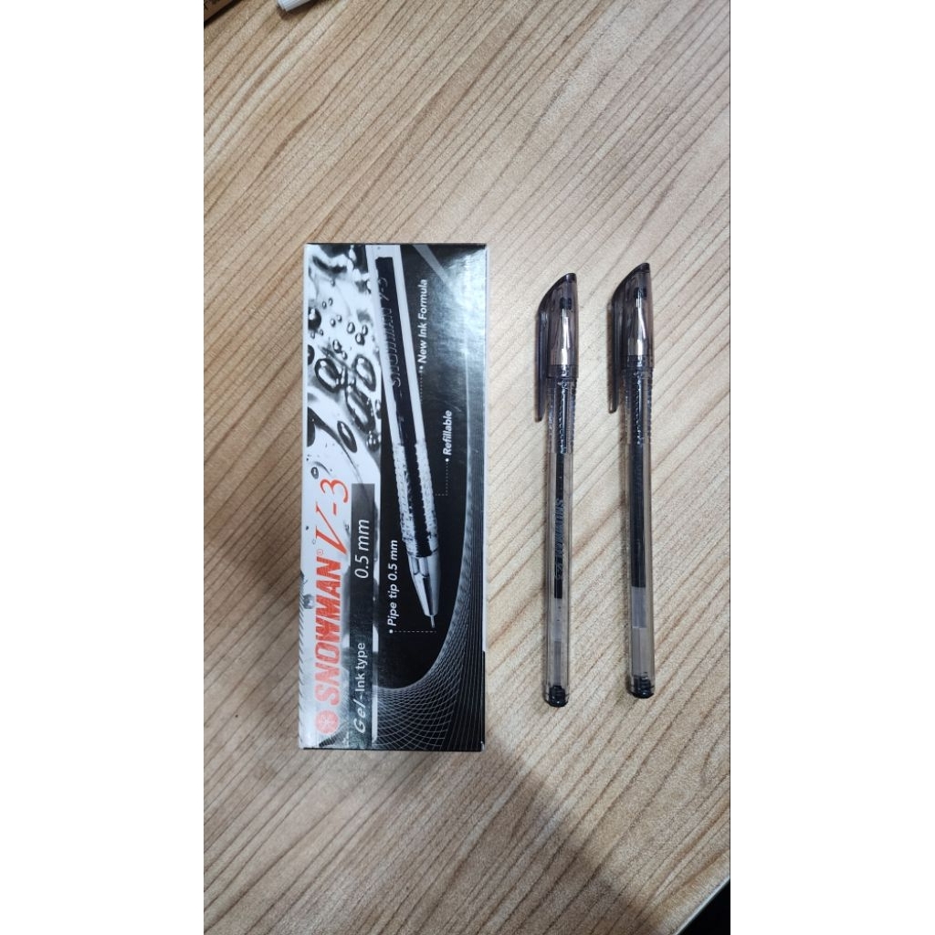 

Pulpen gel Snowman V-3 hitam / biru - 1 box