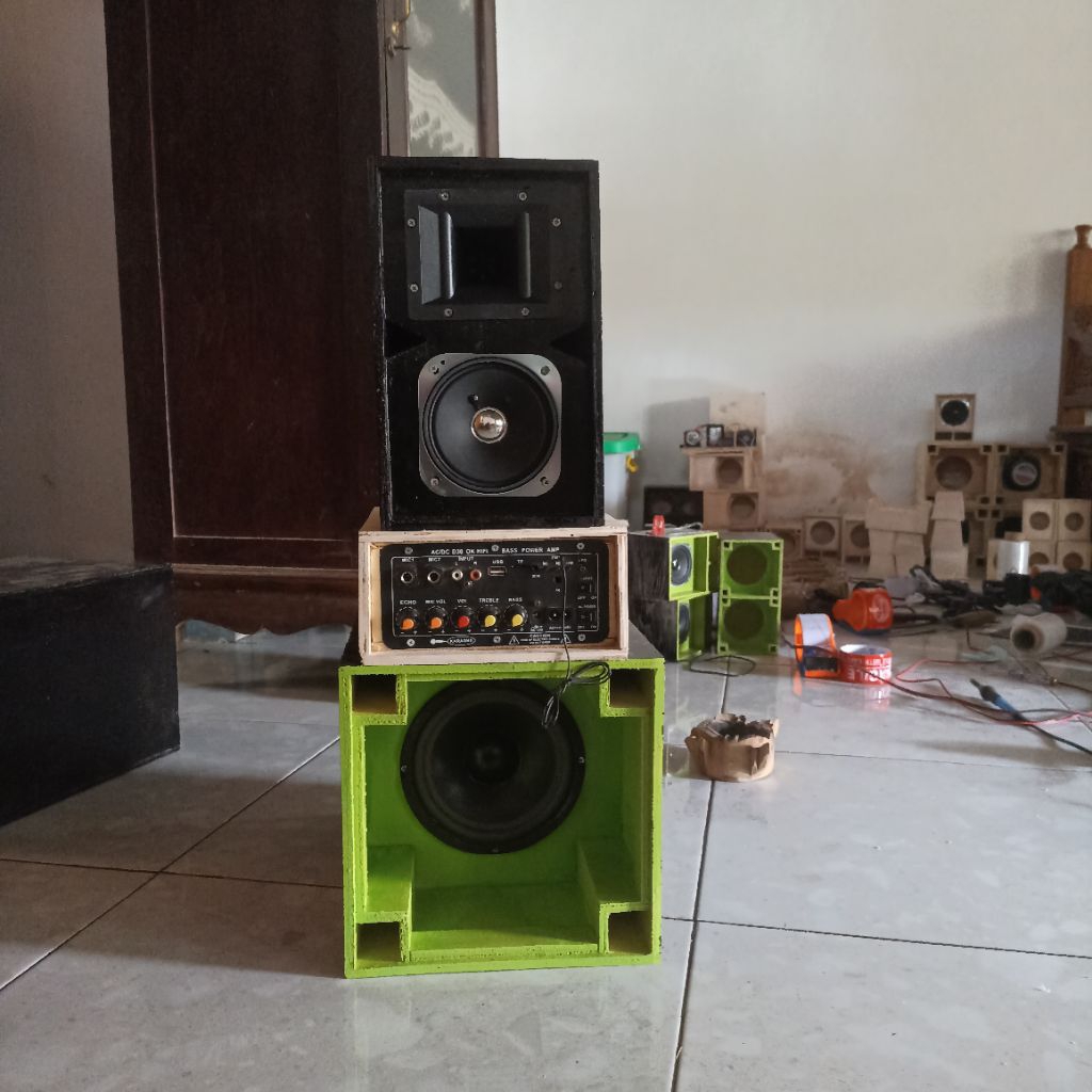 miniatur sound system sub 6 inch siap bunyi ful finishing