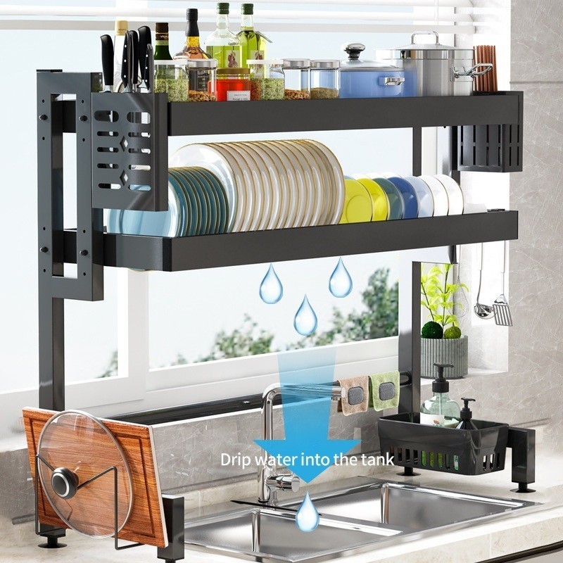 Dapur Rak Piring Rak Rak Piring Wastafel Stainless Steel Rak Cuci Piring Wastafel Rak Dapur