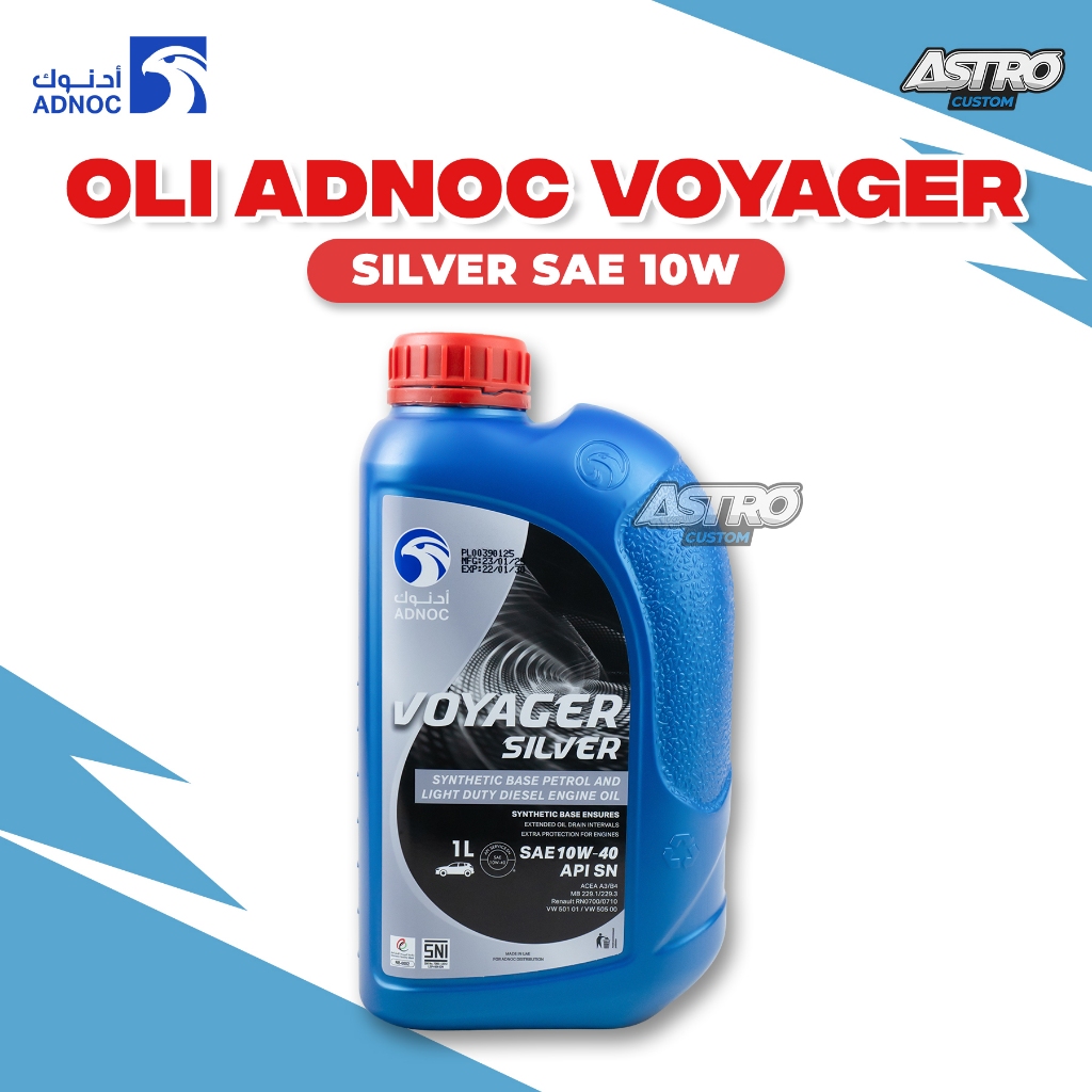 ADNOC Oli Motor & Mobil Voyager Silver 10W40 Semi Synthentic Diesel Engine Oil Mesin Universal 1L