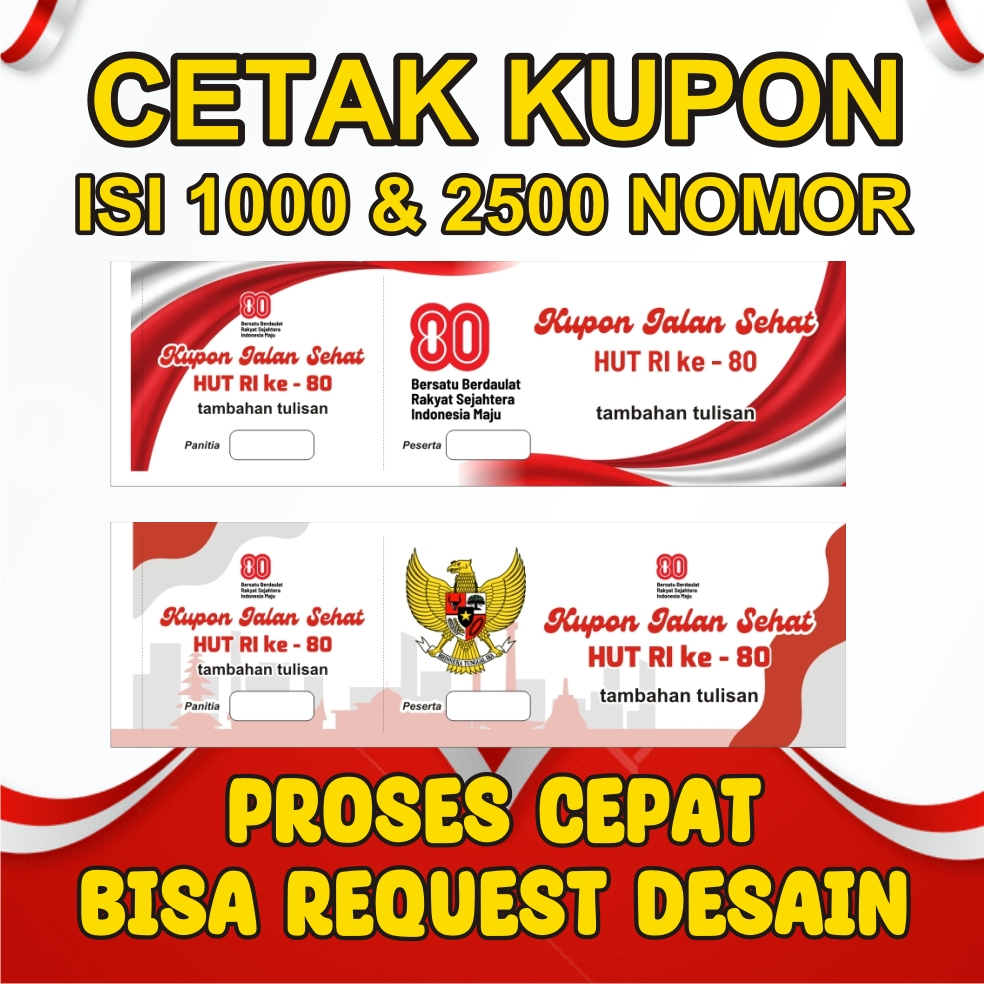 

Cetak Kupon Undian Jalan Sehat Karcis Tiket 1000 & 2500 NOMOR/LEMBAR REQUEST