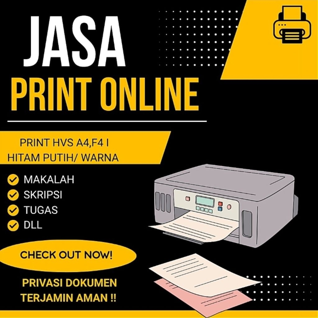 

JASA PRINT A4/F4 , WARNA/ HITAM PUTIH