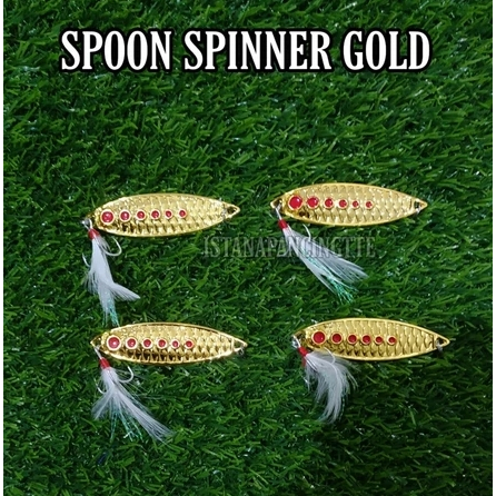 UMPAN SPOON SPINNER GOLD HOOK TREBEL+BULU UMPAN PANCING MANIA