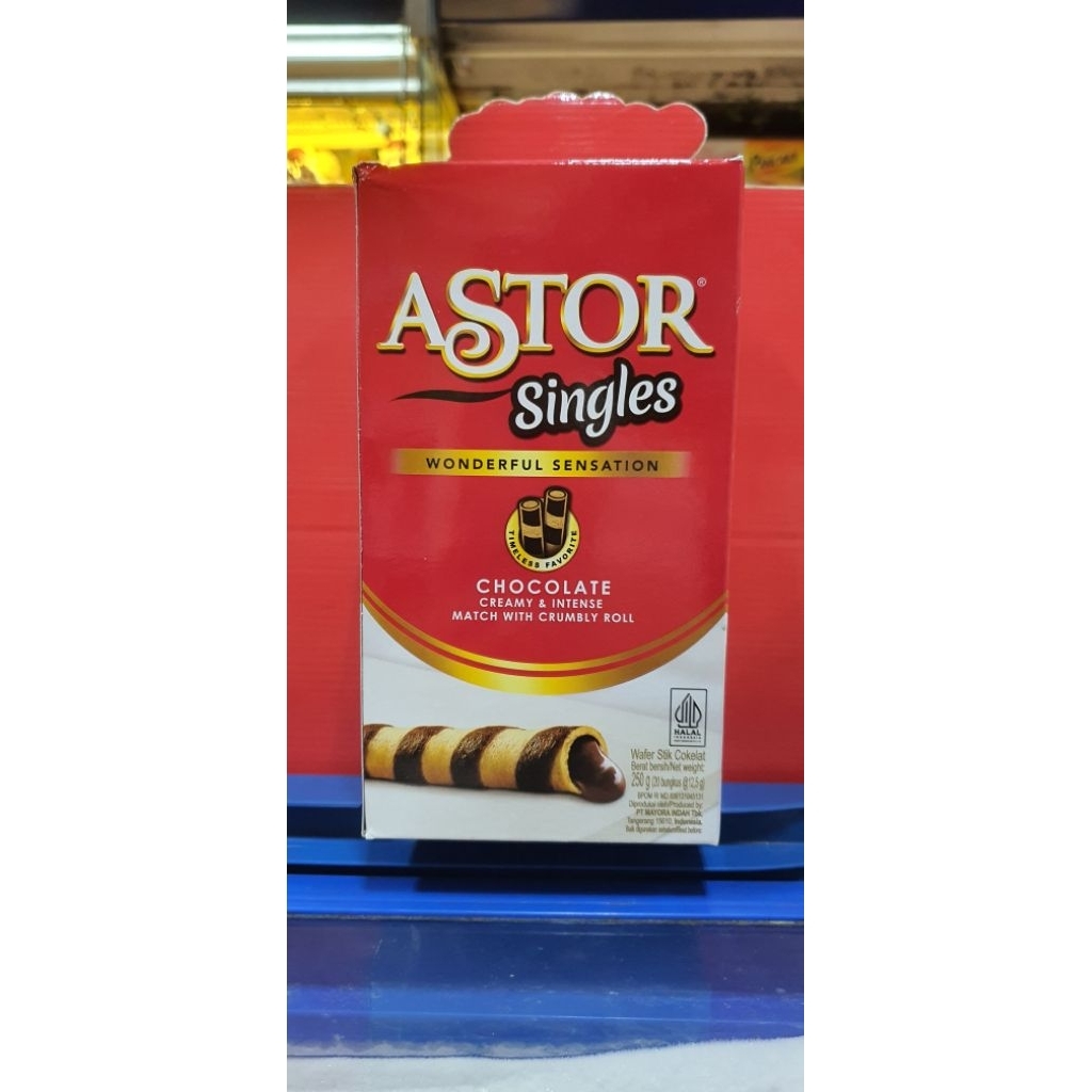 

Astor Singles Wafer Stick Cokelat 250gr ( 20bgks @12,5gr)