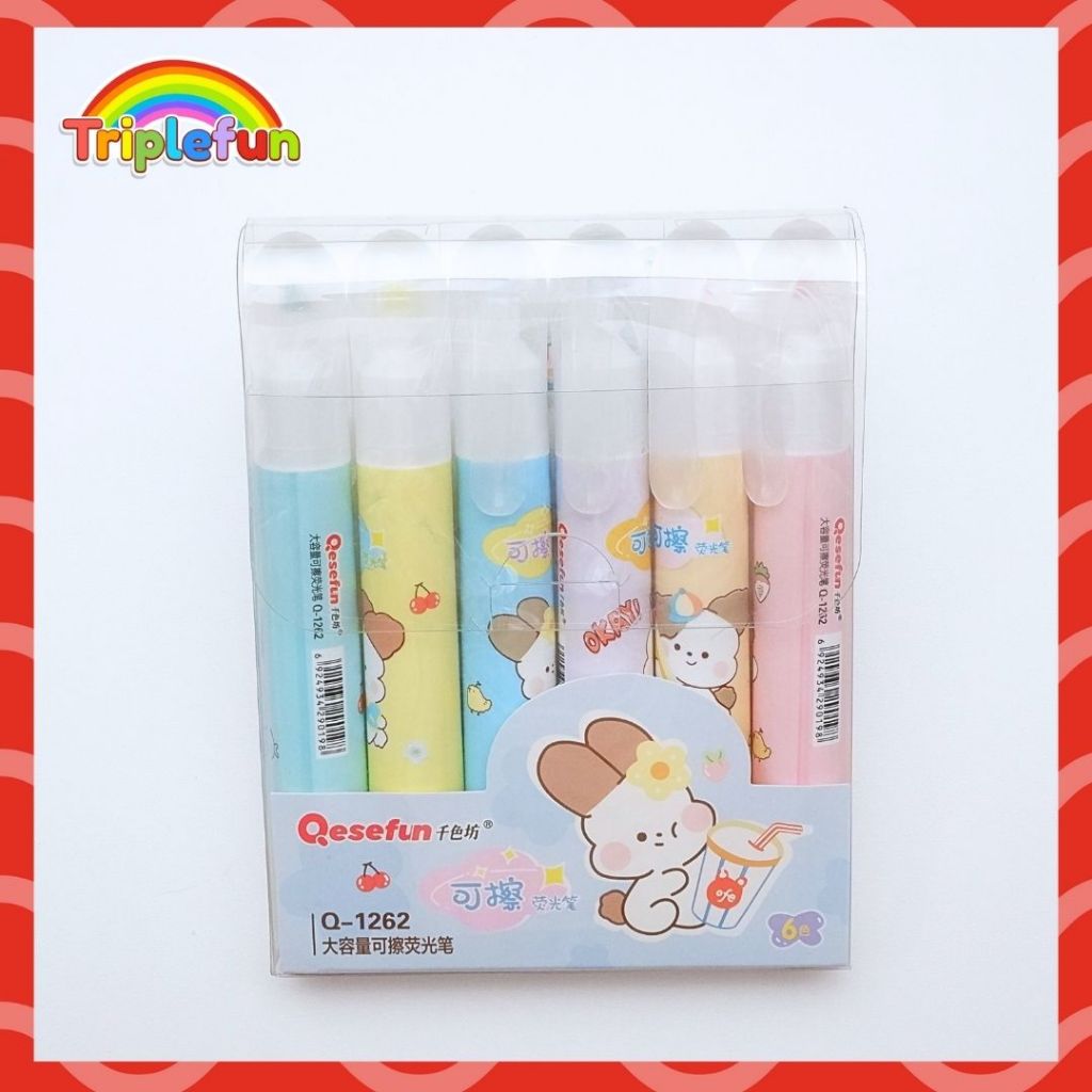 

Highlighter Erasable Qesefun Q-1262 Isi 6 Bisa Dihapus Spidol Marker Texliner Penanda Halaman Lucu Anak Sekolah Kekinian