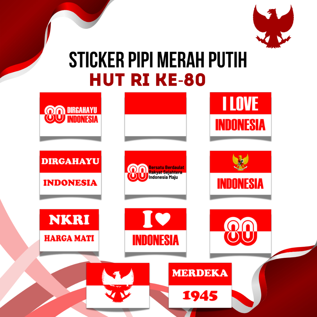 

Stiker Bendera Pipi Indonesia 100 Pcs - Ukuran Besar Dewasa stiker merah putih untuk make up wajah 17 agustus