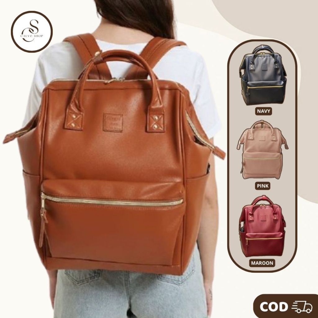 Ransel Pria Wanita ransel Unisex  kulit  - Backpack Anello Kulit Large Promo Tas Laptop