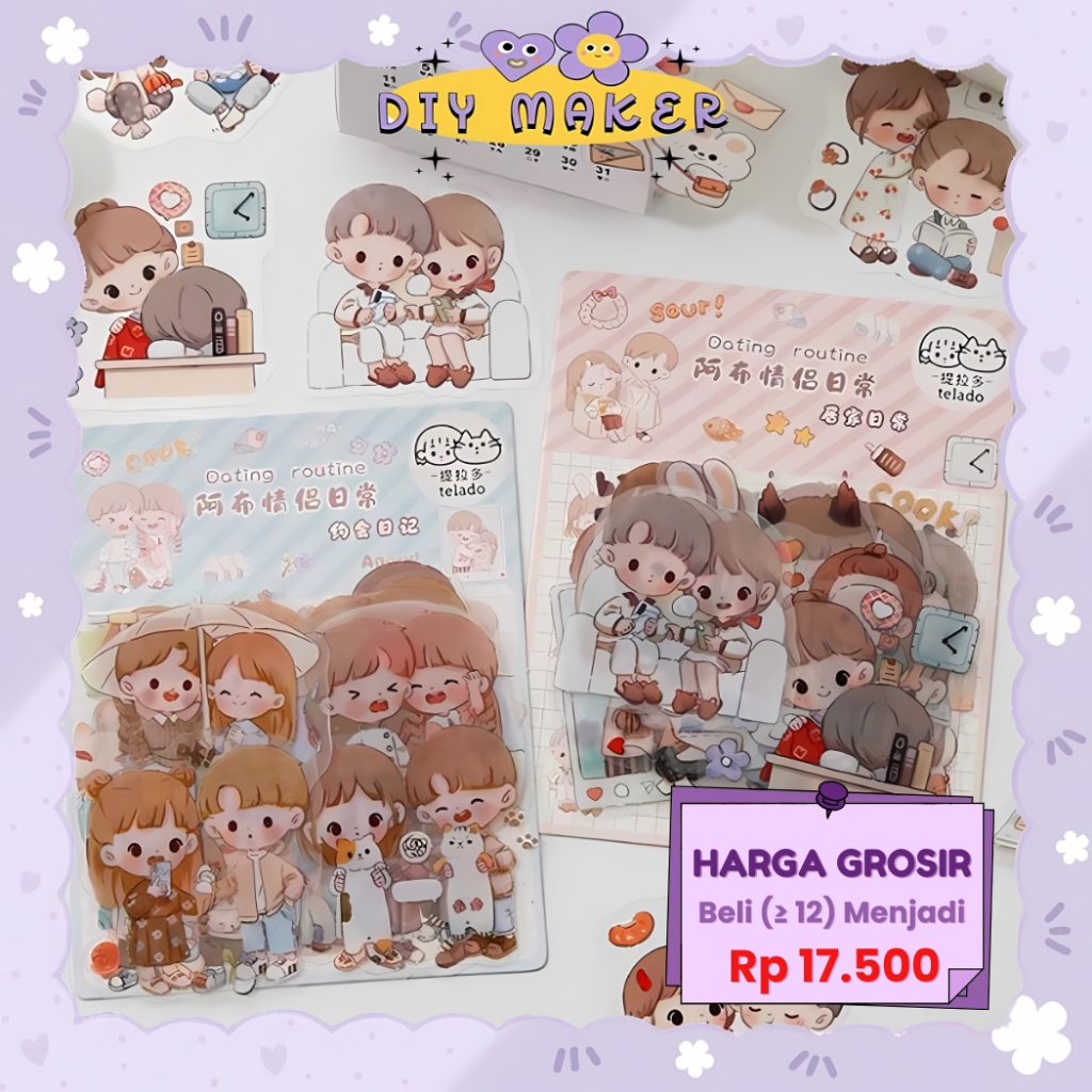 

DM Stiker Aesthetic Stiker Couple Telado Dekorasi Tumbrl Botol Minum GIRL & BOY OOTD Deco Stiker DIY