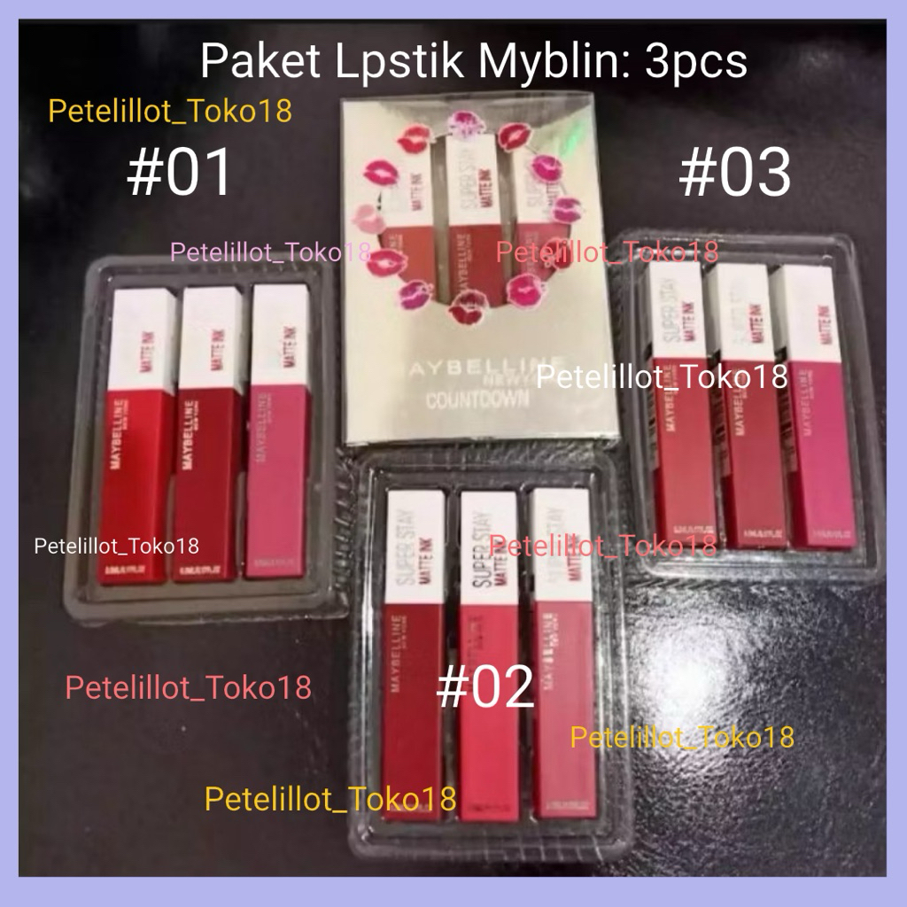 PROMO-[PAKET LENGKAP ISI 3 LIPSTIK TERMURAH BISA PILIH WARNA] LIPSTIK MAYBELLINE SUPER STAY INk MATT