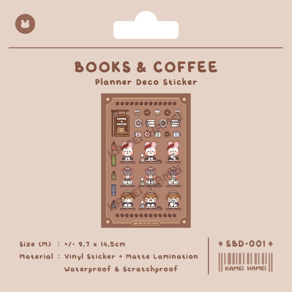 

KAMEI HAMEI Kamei Bookstore Series Sticker Sheet / Stiker Kiss Cut Ilustrasi Toko Buku