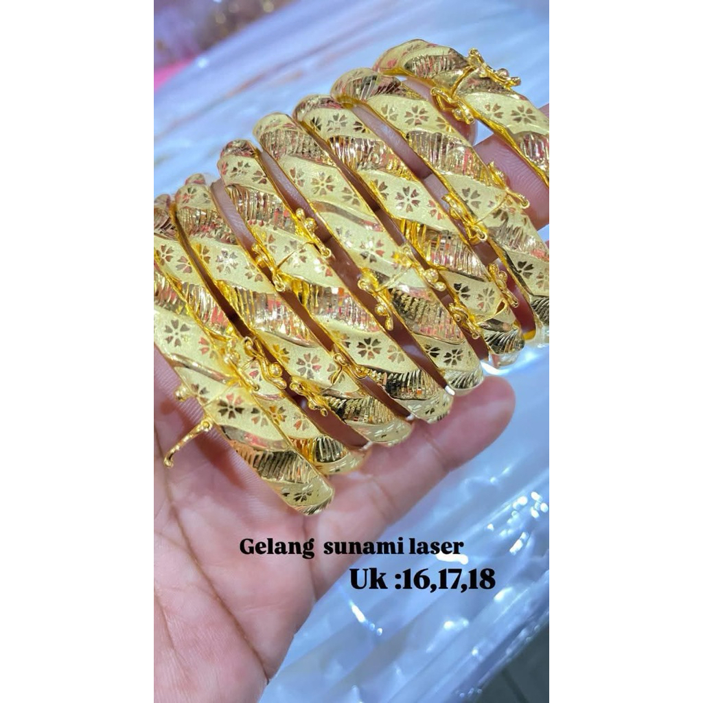 gelang keroncong laser model emas