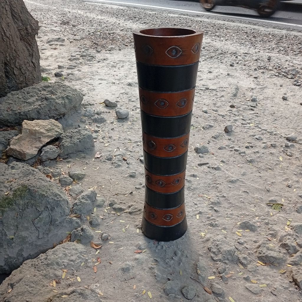 VAS BUNGA MOTIF MATA KAYU JATI ASLI BESAR