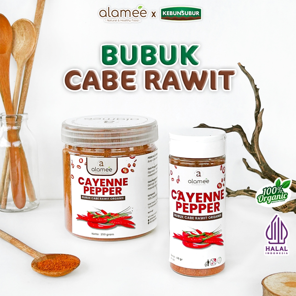 

ALAMEE Bubuk Cabe Rawit Cayenne Pepper Seasoning Powder Tanpa Campuran Bumbu Masakan Dapur 250gr kebunsurbur