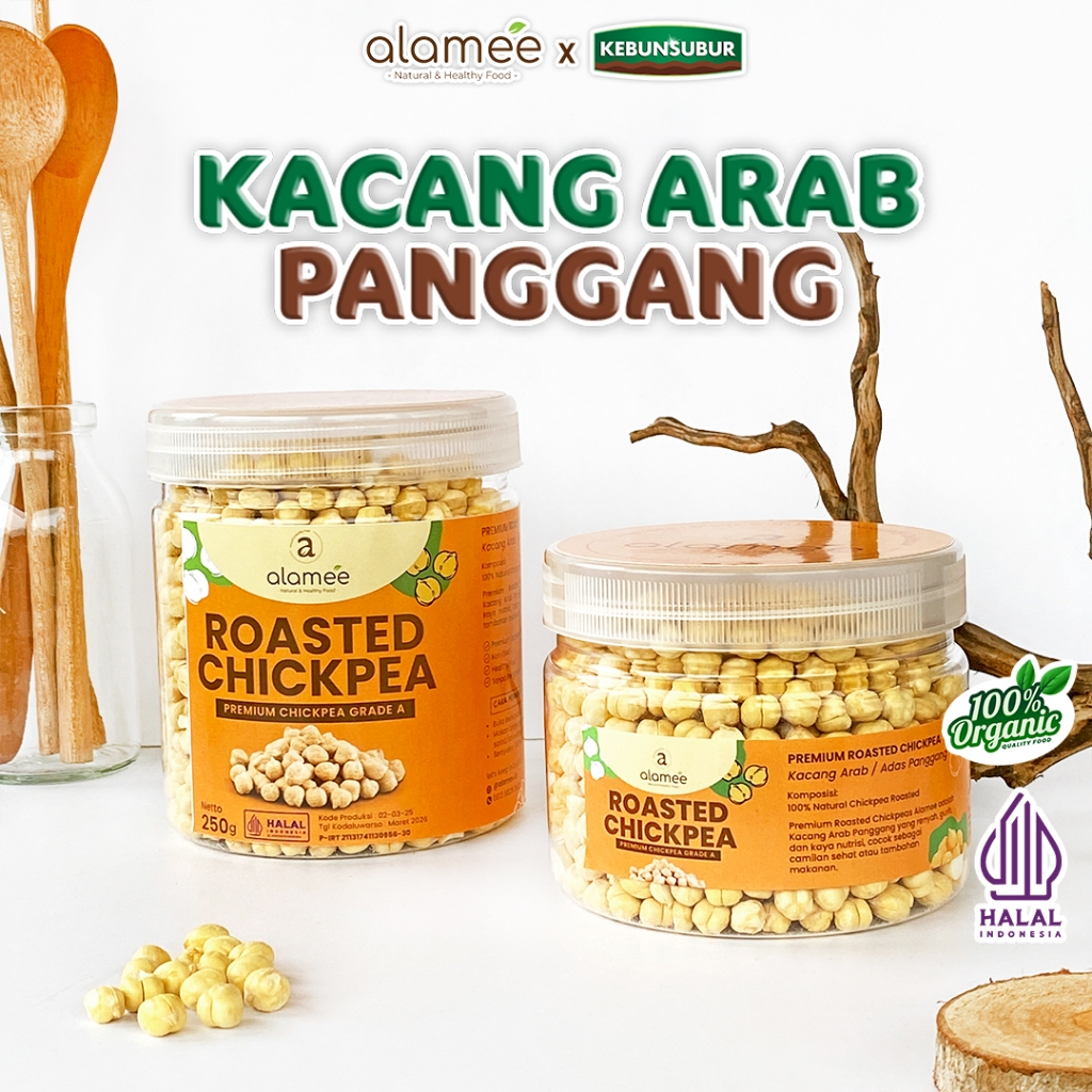 

ALAMEE Kacang Arab Panggang Roasted Chikpea Kacang Adas Gurih Matang Siap Makan PREMIUM 250gr kebunsurbur