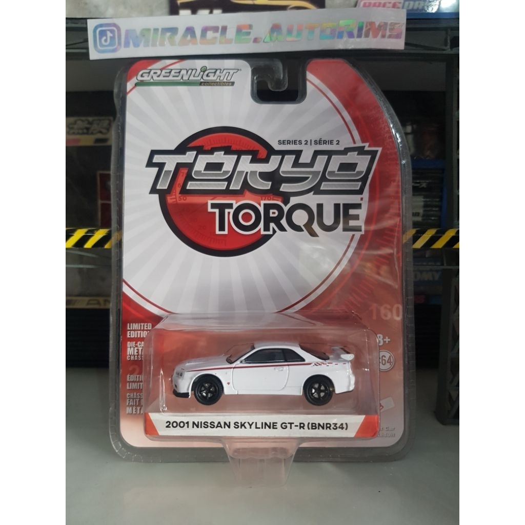 diecast greenlight  nissan skyline GTR R34 putih (SEGEL / BARU)
