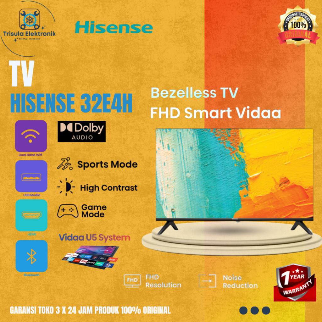 HISENSE LED TV 32E4H , SMART TV 32 INCH TV SAJA,32E4H