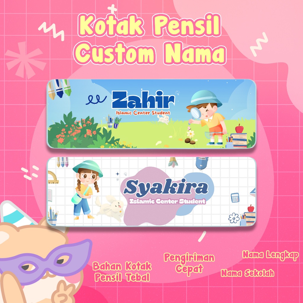 

Kotak Pensil Custom Nama Karakter Lucu