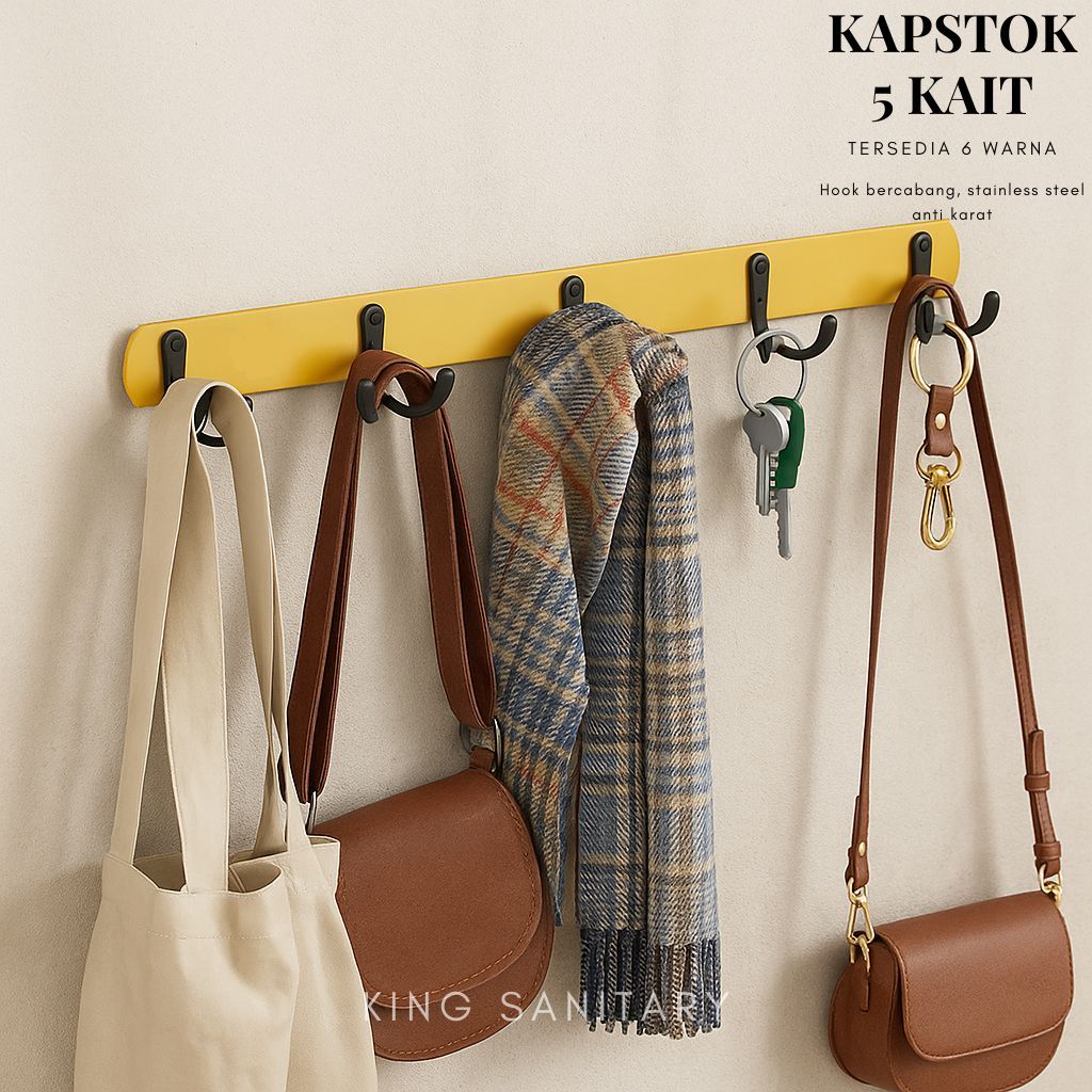NABINA_ KAPSTOK 5 KAIT/ KAPSTOK MURAH/ GANTUNGAN BAJU/ GANTUNGAN BAJU 2 CABANG/ KAPSTOK HITAM/