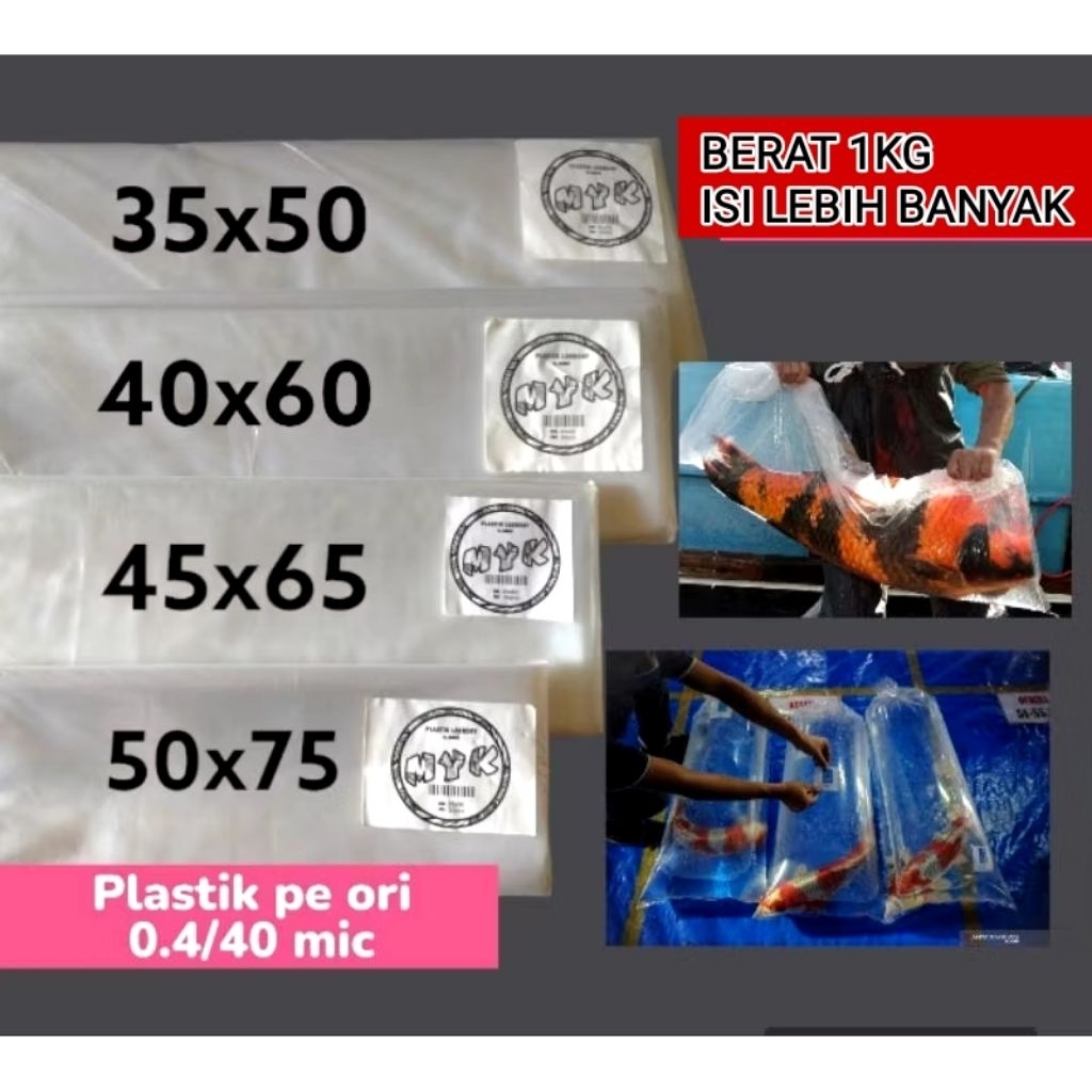 plastik pe besar 1kg tebal isi lebih banyak dari lainya /packing ikan koi-laundry