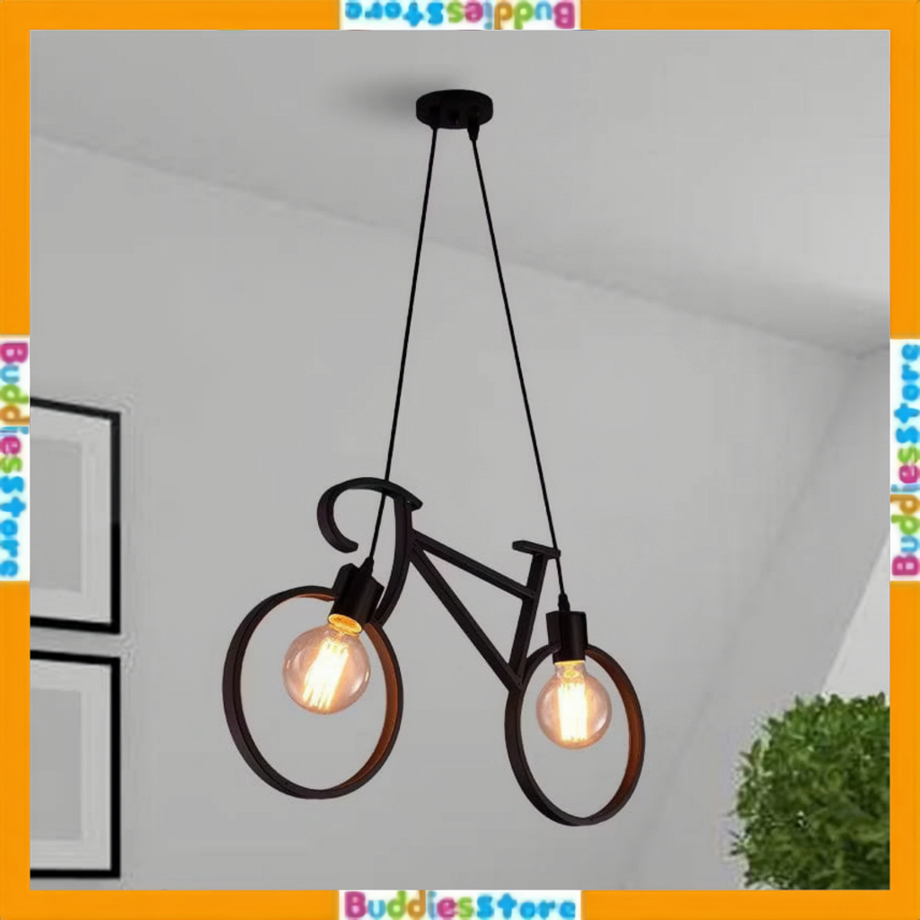 PAKET KOMPLIT KAP LAMPU GANTUNG SEPEDA/NORDIC IRON BIKE VINTAGE DEKORASI LAMPU GANTUNG BUDDIES