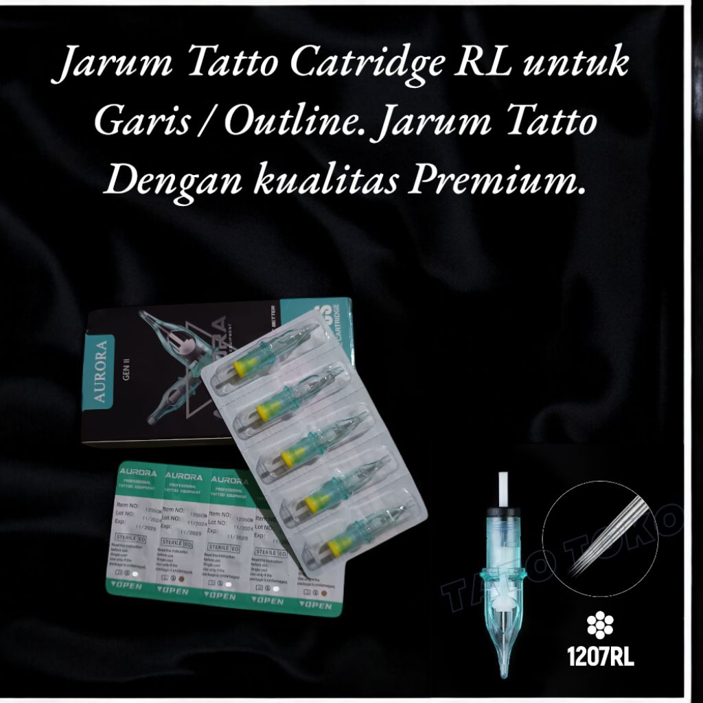 Jarum Tatto Catridge 07RL untuk Garis / Outline. Selembar isi 5 Batang. Jarum Tatto Dengan kualitas 