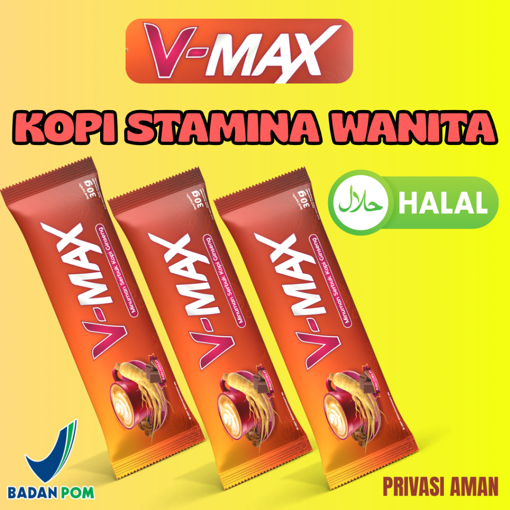 

VMAX Original Saset Ecer Kopi Penambah stamina Wanita hormon wanita kuat lama BPOM HALAL