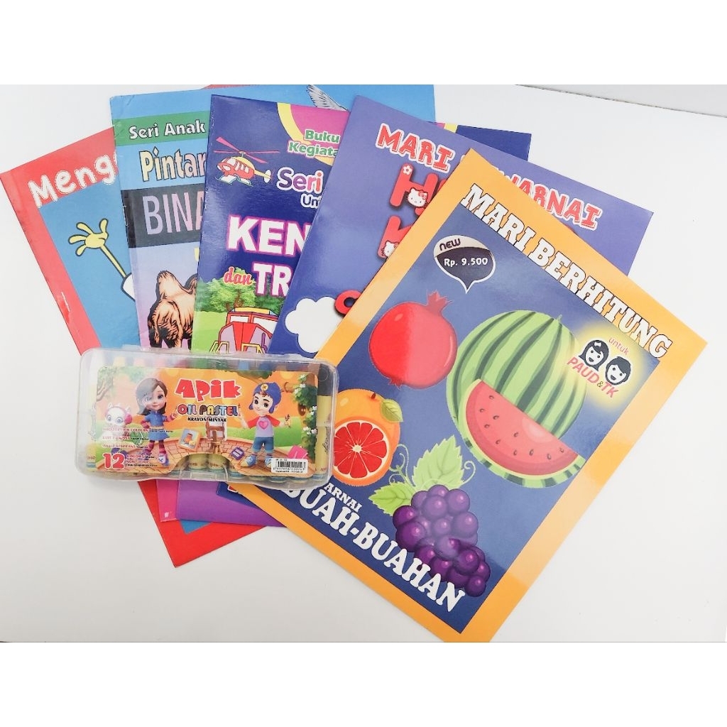

5 Paket Buku Mewarnai A4 + Crayon 12 warna