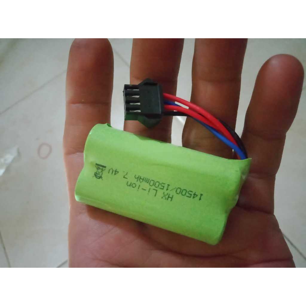 BATERAI MOBILAN RC TYPE 14500/7,4V - 1500MAH 4 PIN SOKET HITAM