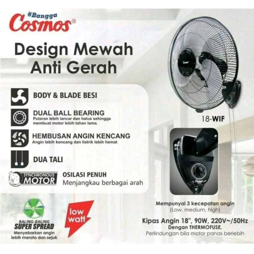 Wall Fan 18 Inch Cosmos Wif 1803 S Kipas Angin Dinding 18 Inch Cosmos 18 Wif Kipas Dinding Jaring Be