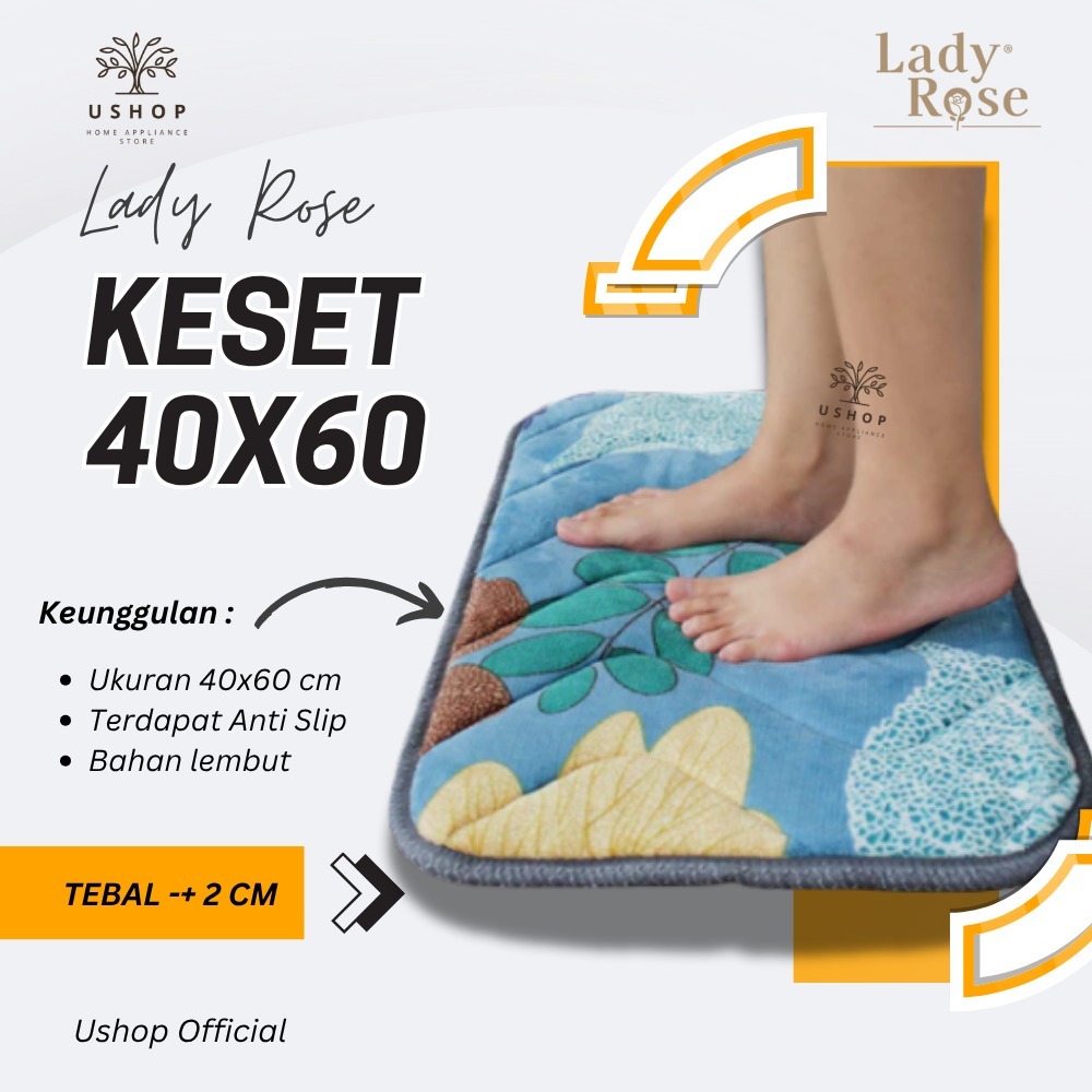 LADY ROSE Keset Tebal Busa 40x60 cm Motif Atlas Austin Carson Cornelia Dalton Jasper Juke Griffin Pe